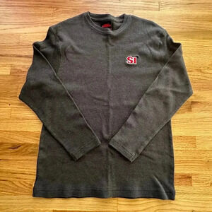 VINTAGE x SPORTS ILLUSTRATED Shirt Dark Gray Long Sleeve Waffle Knit Unisex SZ L